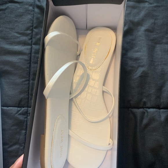 Nine West White Minimalist Slide Sandals - Picture 3 of 3